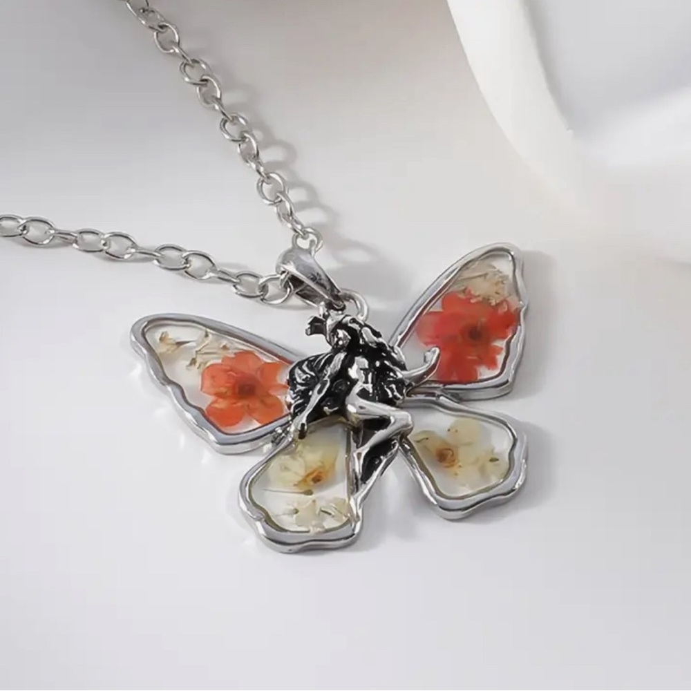 "Botanical Guardian" Ethereal Butterfly Necklace